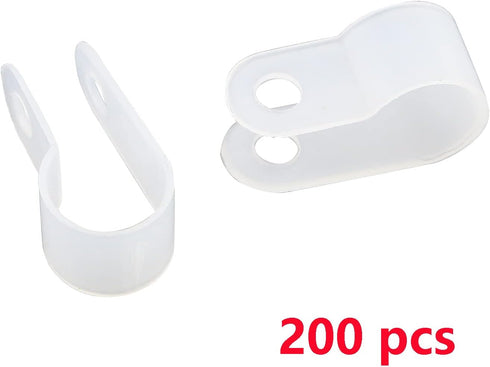 Antrader R-Type Cable Clamp 1/4 Inch White Nylon Cable Organizer Clips for Wire Management Pack of 200...
