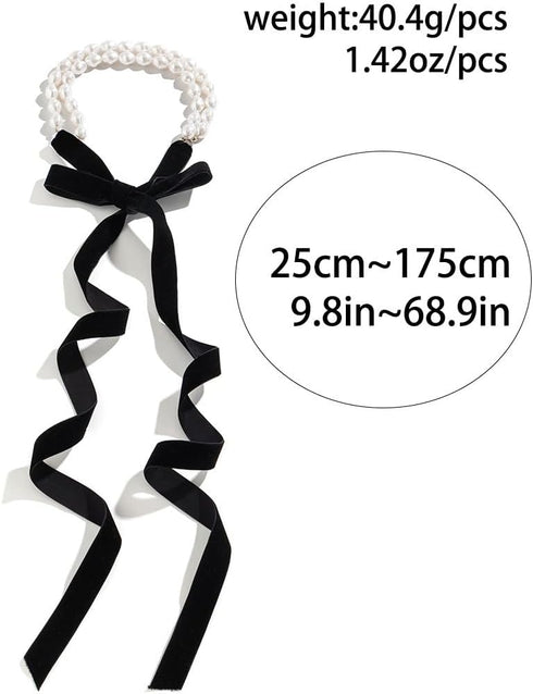 Pearl Velvet Choker Necklace for Women Elegant Boho Pearl Choker Necklace Ribbon Bow Long Black Velvet Choker for Girls Jewelry Gift...
