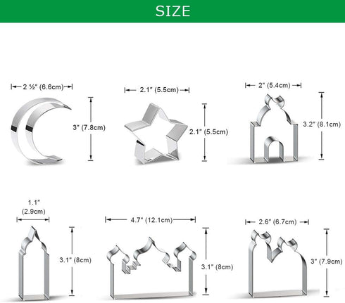 Aprildecember Ramadan Decoration Cookie Cutters Set - 6 Pcs, Eid Fondant Cake Baking Tools, Ramadan Party Decorations...