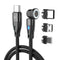 Magnetic Charging Cable, PD 60W USB C Cable Fast Charging, 7 pin 540° Rotation with Led Light, 480Mbps Data Transfer, 3 in 1 Cord for iPhone, Andr...