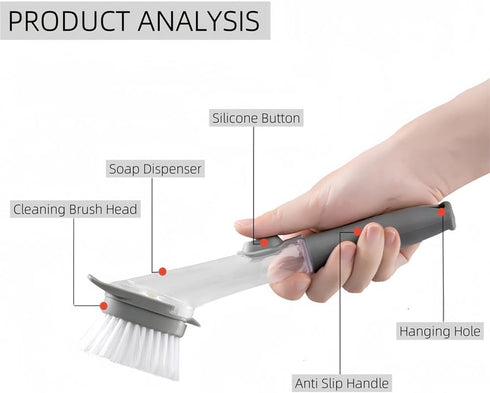 Dishwand Set, No-Scratch Soap Dishwashing Brush Scrubber, Kitchen Cleaning Sponge Cleaning Brush for Pots, Dishes, Sink, Comes with 1 Replacement ...