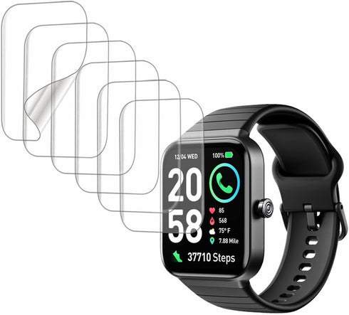 Screen Protector Compatible with SKG V7 Cyber, IDW15 1.8” Fitpolo, TMHAI VERYFIT Smart Watch (Answer/Make Calls), Soft TPU, 6-pack, Bubble Self-he...