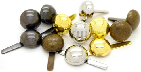 CRAFTMEMORE Round Brads Purse Feet Handbag Nailheads Spike Prong Studs 8MM 10MM 12MM 100 PCS (8 mm (?5/16"), Gold)...