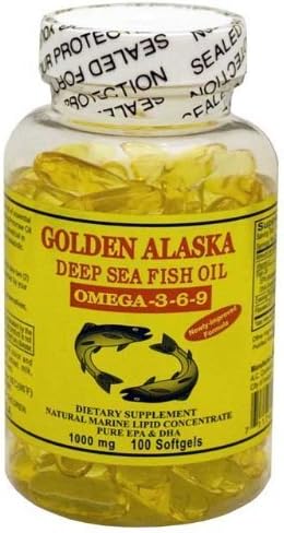Golden Alaska Deep Sea Omega-3-6-9 Fish Oil 1000mg 100 Softgels...