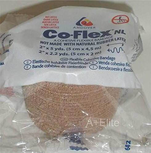 ANDOVER CO-FLEX NL 2x5Yds Tan Flesh 3-PACK Cohesive Flexible Elastic Latex Free Bandage Compression Self Adherent Wrap Adults Children Animals Pet...