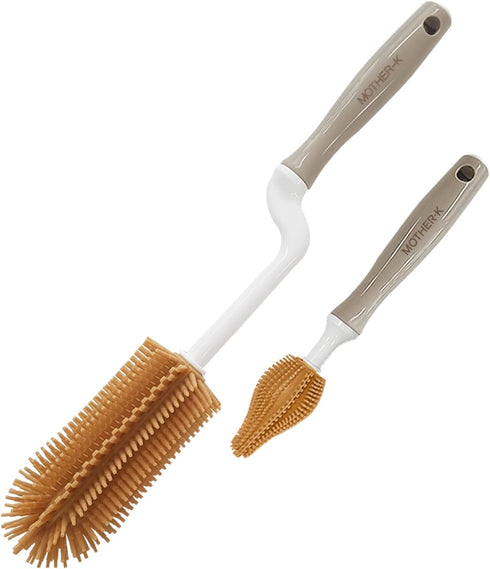 MOTHER-K Rotating Silicone Bottle Brush 2 Kinds of Sets, Silicone Bottle Cleaning Brush Water Bottle Cleaner for Washing Baby Bottles, Sports Bott...