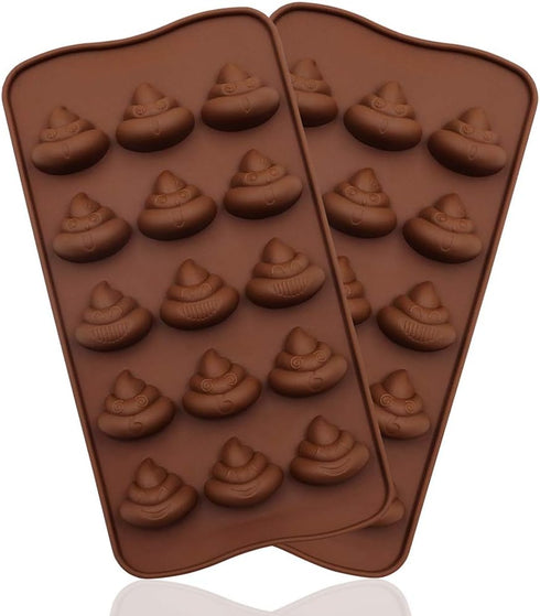 2Pcs Poop Silicone Molds, Silicone Funny Poop Molds for Chocolate, Cake, Candy, Pudding, Fondant, Poop Emotion Baking Mold, Soap Molds for Soap Ma...