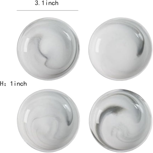 FUYU 4PCS Marble Ceramic Sauce Dish Seasoning Dish Appetizer Plates...