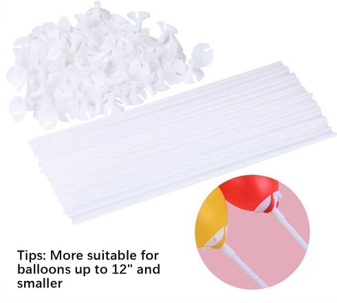 PP OPOUNT 50 Pieces Balloon Sticks Upgraded Version White Balloon Sticks Holders with Cups for Christmas Decoration, Wedding, Party, Holidays, Ann...