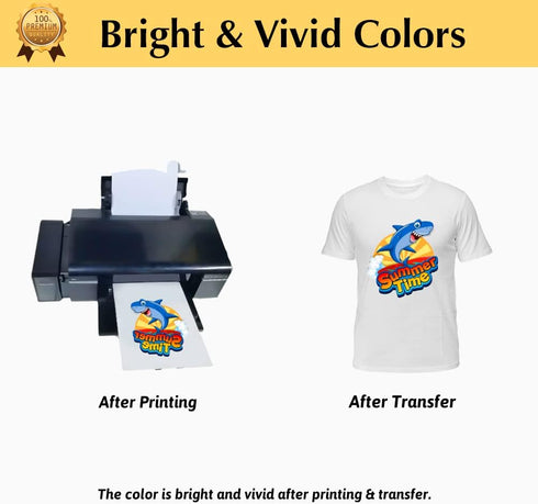 TransOurDream Heat Transfer Paper for Heat Press (25 Sheets, 8.5x11", Light 6.0) Printable Heat Transfer Vinyl for T Shirts Iron on Transfers for ...