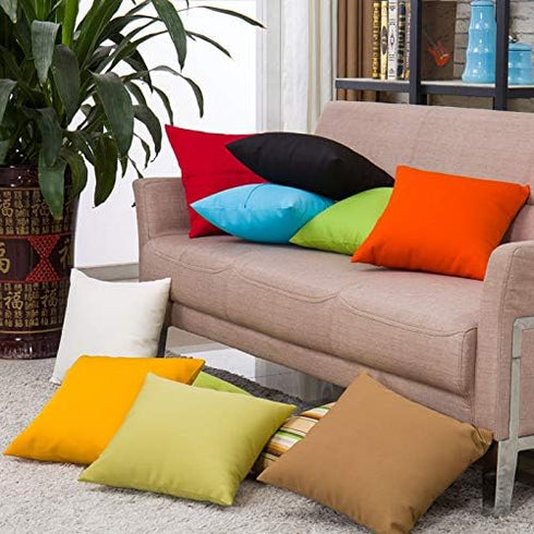2Pack Outdoor/Indoor Throw Pillow Cover, Waterproof Solid Pillow Case Aqua 20"x20"...