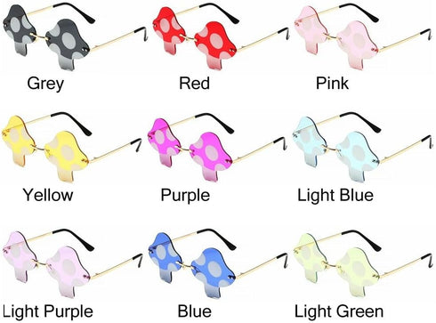 ENTHYI Mushroom Shape Sunglasses for Women Irregular Rimless Eyewear Retro rave Party halloween Sun Glasses...