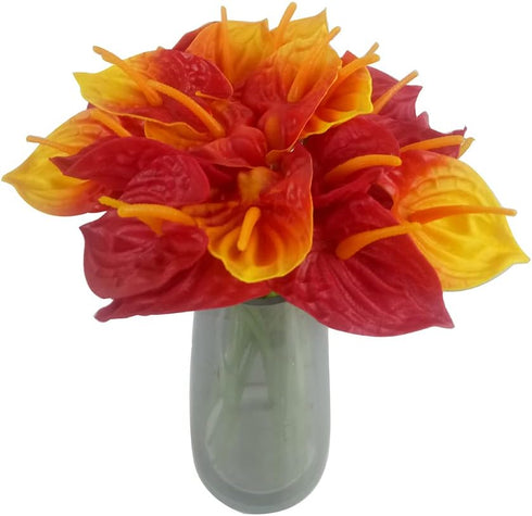 20Pcs Artificial Anthurium Flowers Real Touch Fake Flower for Home Decor Floral Arrangements Bouquets (Red,Sunset red)...