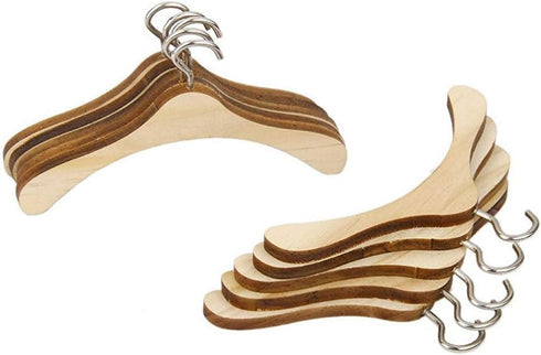 TOYANDONA 10pcs Wooden Dolls Clothes Hanger Mini Doll Hanger Doll Dress Outfit Holders Dollhouse Miniature Accessories for Doll Closets Size M...