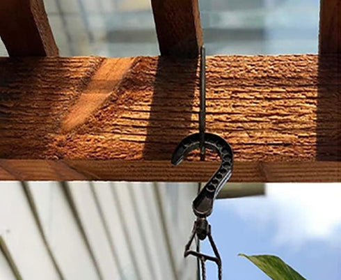 8 Pack 2 x 6 Inch Vinyl Fence Hooks Patio Fence Hooks White Powder Coated Steel Hangers for Hanging Planters, Black...