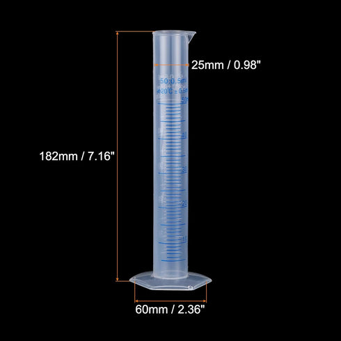 uxcell Plastic Graduated Cylinder, 50ml Measuring Cylinder, Test Tube Beakers, 2-Sided Metric Marking, Clear Hex Base for Lab Home 10Pcs...
