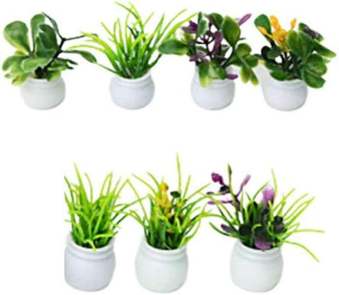 SUPVOX 7pcs Mini Potted Miniature Figurines Fairy Garden Miniature Landscape Dollhouse Resin DIY Craft Ornament for Christmas Table Cake Decoratio...