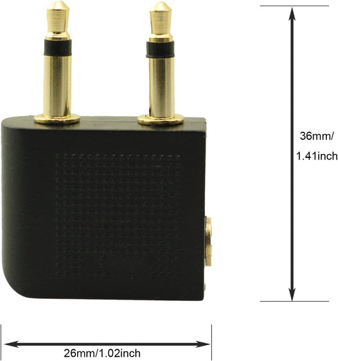 2PCS Gold Plated Dual 3.5mm Male Audio Headphone Jack Airplane Plug Male to Female Aviation Audio Adapter Gold Plated Aviation Headphone Adapter H...