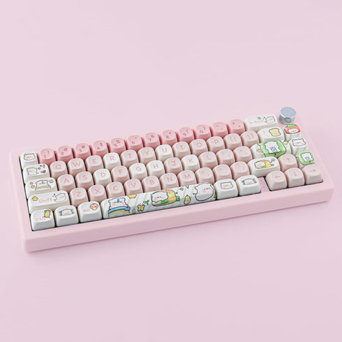 Hyekit PBT Keycaps for Mechanical Keyboard - 145 Keys Pink Pig Keycaps, Dye-Sublimation Cute Keycaps MOA Profile Custom Keycaps for Cherry Gateron...