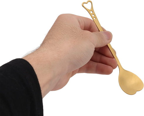 2Pcs Coffee Dessert Spoon, Heart Shaped Design Metal Stirring Spoon for Tea Dessert Drinks Ice Cream (Gold)...