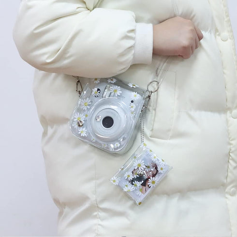 CAIYOULE Mini Photo Case Pouch for Fujifilm Instax Mini 99/12/11/9/8/7/7+/EVO/SQ Instant Camera Films Vogue Clear Picture Holder Bag (Star & Daisy...