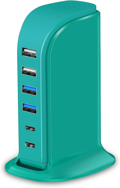USB Charger Block Upoy, Charging Station for Multiple Devices Apple, USB Hub Power Strip Multiple Ports, Power Block Adapter for Phone, Tablet, Ea...