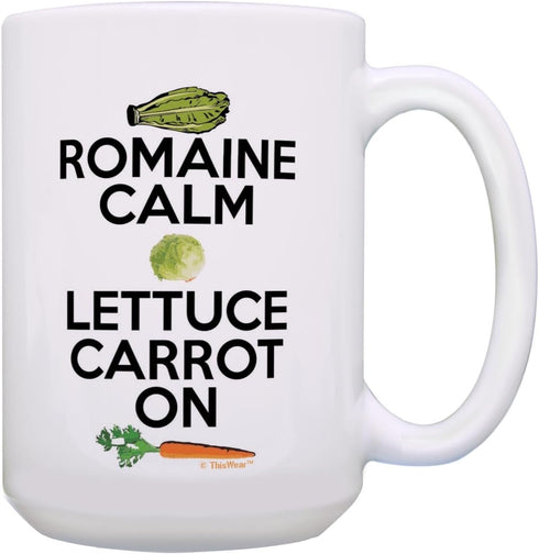ThisWear Chef Gifts for Women Romain Calm Lettuce Carrot On Cooking Gifts 15oz Ceramic Coffee Mug with Handle...