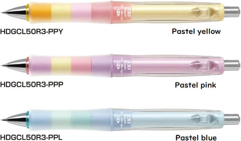 Mechanical Pencil Dr. Grip CL Play Boader 0.3mm Pastel Color Body 3 Packs With Kanji LOVE Sticker, Pastel yellow, Pastel pink, Pastel blue, 0.55 x...