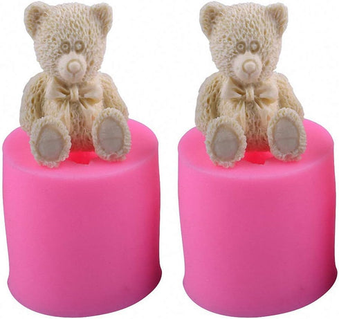 2Pcs 3D Baby Bear Silicone Candle & Soap Teddy Bear Chocolate & Candy Mold...