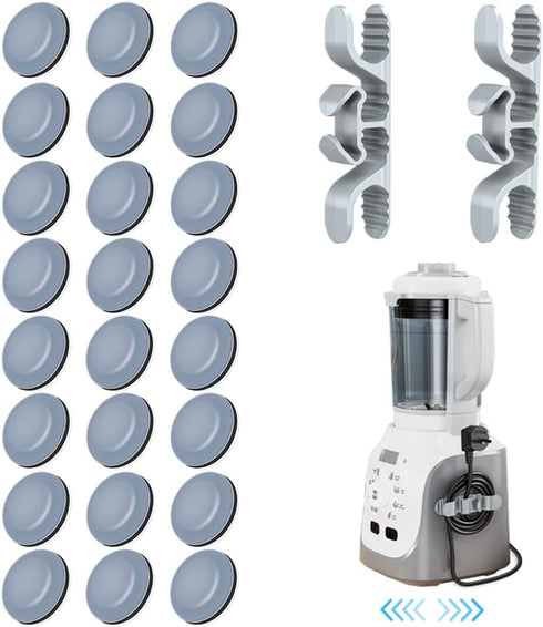 Appliance Sliders,24Pcs Self-Adhesive Kitchen Appliance Sliders,2Pcs Cord Organizer,Easy To Move and Save Space,Suitable for Countertop Kitchen Ap...