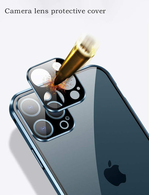 with Safety Lock & Strong Magnetic adsorption for iPhone 12 Pro Max case with Camera Lens Protector Metal Bumper 360 Full Body Protection Double-S...