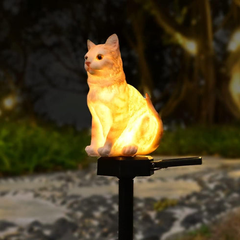 Garden Cat Decor Ornaments Outdoor Solar Light Lawn Decorations Cute Animal Stake Patio Yard Statue Waterproof Gifts for Cat Lovers...