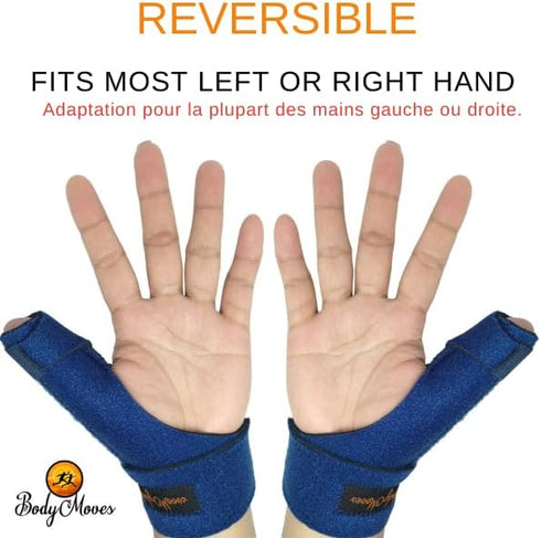 BodyMoves New Thumb Splint Brace Plus Finger Hot and Cold Gel Pack- tenosynovitis, Tendonitis, Trigger Thumb spica,Carpal Tunnel, CMC Adjustable w...