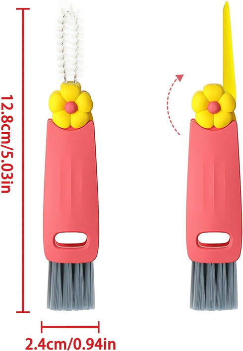 3 in 1 Cup Lid Cleaning Brush Set with Straw Brush 2024 New Crevice Multifunctional Cleaning Brush for Bottle Gap Cute Flower Tight Spaces Cup Lid...