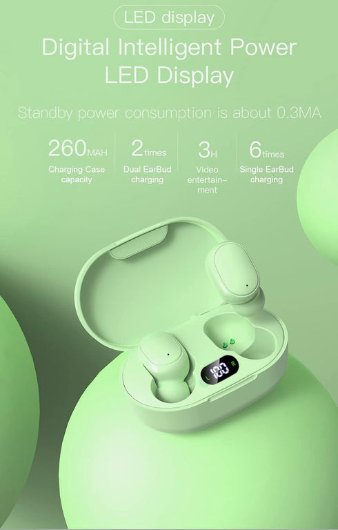 Fully Wireless Bluetooth 5.0 Rechargeable iPX4 Water & Sweat Proof Earbud Headphones w Microphone, Touch Controls, Smart LCD Charging Case, 3D Ste...