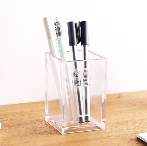 3 Pack Clear Acrylic Cosmetic Pencil Pen Holder Cup, Clear Makeup Brush Holder, Desk Acrylic Brushes Storage...