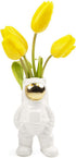CHIVE - Astronaut Shape Vase, Planter Simple Modern Flower Bud Vase, White and Gold (Medium)...