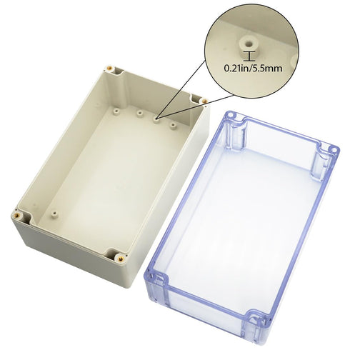 LeMotech ABS Plastic Junction Box Dustproof Waterproof IP65 Electrical Enclosure Box Universal Project Enclosure Grey with PC Transparent Clear Co...