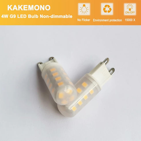 KAKEMONO G9 LED Bulb 4W, 40 Watt T4 G9 Halogen Equivalent 120V Chandelier Lighting Non-Dimmable, Soft Warm White 2700K, 4 Pack...