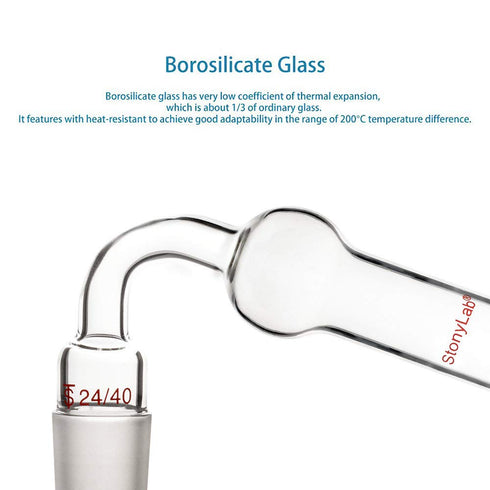 stonylab Glass 75 Degrees Drying Tube, Borosilicate Glass Bent Drying Tube Adapter with Inner 24/40 Standard Taper Joint for Organic Synthesis Che...