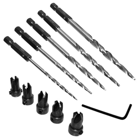 5pcs Wood Tapered Countersink Drill Bit Set Hex Shank Screw Drill Counter Sink Bit 7/64", 9/64",11/64", 3/16", 7/32" Adjustable Drilling Tool Kit ...