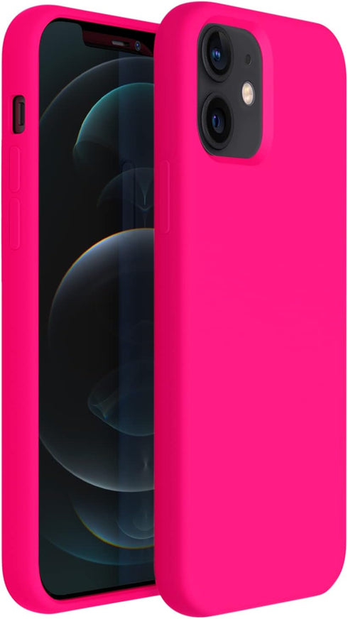 ZUSLAB Nano Silicone Case Compatible with Apple iPhone 12 Mini 2020, Liquid Silicone Rubber Shockproof Soft Full Protection Cover - Neon Pink...