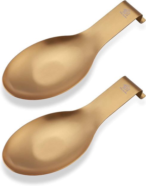 Stainless Steel Spoon Rest for Kitchen Spoon Holder Counter Cooking Utensil Rest Spoon Heavy Duty Dishwasher Safe 2pcs (Gold)...