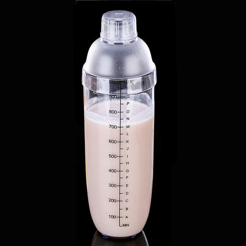 FEOOWV Plastic Cocktail Shaker,Drink Mixer Hand Shaker Cup with Scales,Transparent (33 oz / 1000cc)...