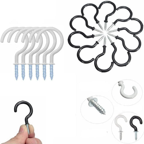 10Pcs White Screw-in Hanging Ceiling Hooks, Vinyl Coated Screw Hooks Screw-In Hooks for Hanging Plants Lights Mugs Heavy Duty Indoor Outdoor Use, ...