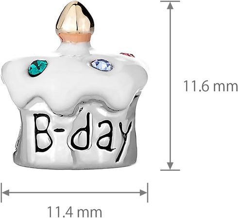 Happy Birthday Cake Gift Charm Compatible With Pandora Charms Bracelets...