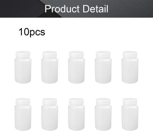 Othmro 10pcs 250ml/8.45oz Plastic Bottles w Scale,Lab Cylindrical Chemical Reagent Bottle,Wide Mouth Laboratory Reagent Bottle,Sample Sealing Liqu...