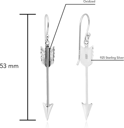 AeraVida Minimalist Hunter's Arrow .925 Sterling Silver Dangle Earrings...