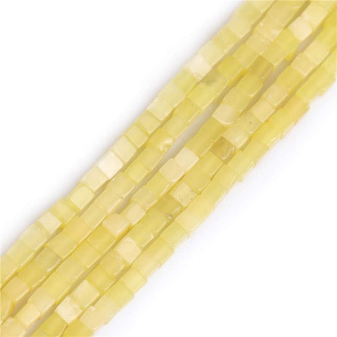 GEM-Inside 4mm Natural Lemon Green Stone Semi Precious Square Healing Beads for Jewelry Making DIY Handmade Craft Supplies 15"...