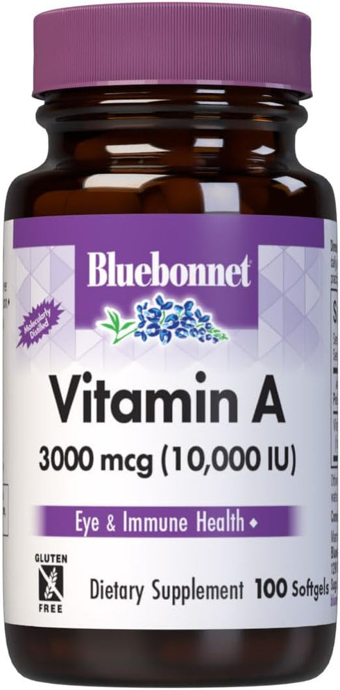 Bluebonnet Nutrition Vitamin A 10,000 IU from Deep Sea, Cold Water, Fish Oil - For Eye Health & Immune Function* - Gluten Free - Dairy Free - Mole...
